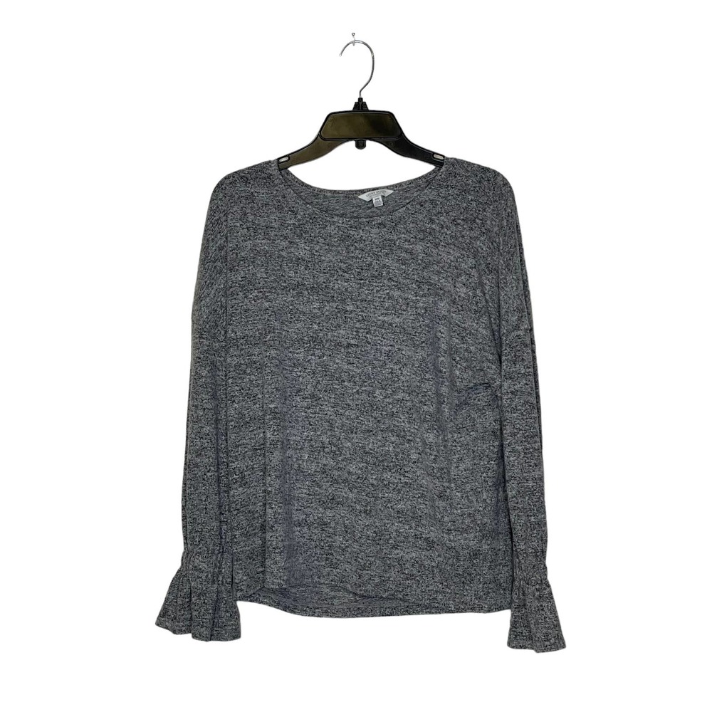 Lucky Brand T-Shirt Top Size Medium Gray Heather Women Cotton Blend Flare Sleeve